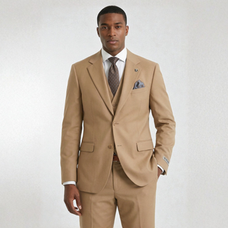 Stacy Adams 2 Button Notch Lapel Tan Suit Sm282-07 - Front View