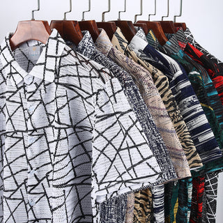 Black & White Abstract Crochet Knit Shirt