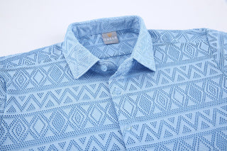 Stretch Crochet Knit Shirt