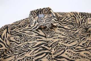 Animal Print Crochet Knit Shirt