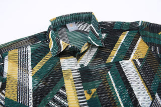 Green & Yellow Crochet Knit Shirt