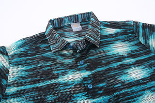 Teal & Black Crochet Knit Shirt