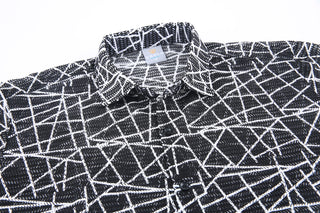 Black & White Abstract Crochet Knit Shirt