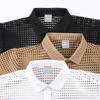 Solid Crochet Knit Shirt