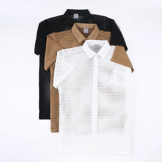 Solid Crochet Knit Shirt
