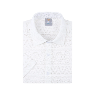 Stretch Crochet Knit Shirt