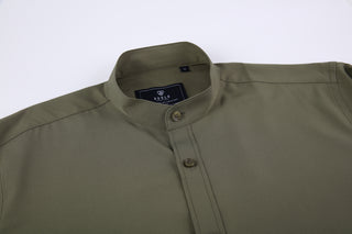 Banded Collar Casual Stretch Shirt