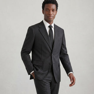 Joseph Michael Men's Black  Modern Fit Pinstripe Suit — Notch Lapel