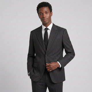 Joseph Michael Men's Black  Modern Fit Pinstripe Suit — Notch Lapel