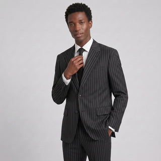 Joseph Michael Men's Black  Modern Fit Pinstripe Suit — Notch Lapel