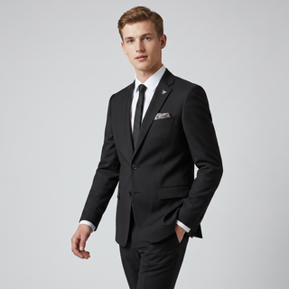 Stacy Adams Men's Black 2-Piece Modern Fit Suit — Notch Lapel