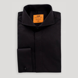 Poplin | Hidden Placket | Cutaway Collar | French Cuff | Black