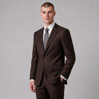 Joseph Michael Men's Brown Modern Fit Sharkskin Suit — Notch Lapel
