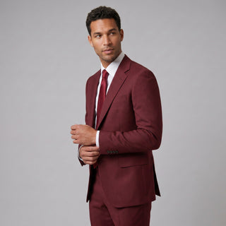 Joseph Michael Men's Burgundy Modern Fit Sharkskin Suit — Notch Lapel