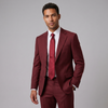 Joseph Michael Men's Burgundy Modern Fit Sharkskin Suit — Notch Lapel