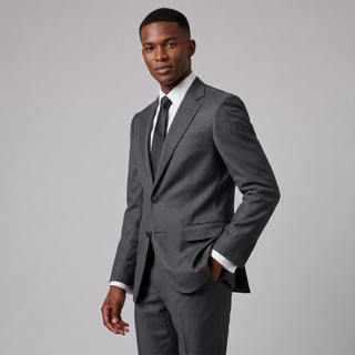 Joseph Michael Men's Charcoal Modern Fit Sharkskin Suit — Notch Lapel