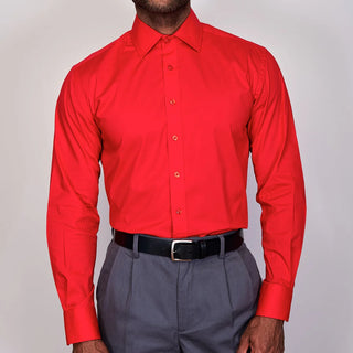 Poplin | Button Cuff | 100% Cotton | Red