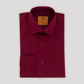 Poplin | Button Cuff | 100% Cotton | Burgundy