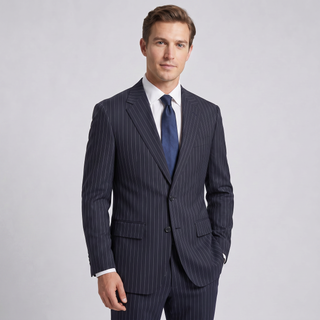 Joseph Michael Men's Navy Modern Fit Pinstripe Suit — Notch Lapel