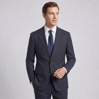 Joseph Michael Men's Navy Modern Fit Pinstripe Suit — Notch Lapel