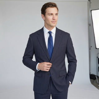 Joseph Michael Men's Navy Modern Fit Pinstripe Suit — Notch Lapel