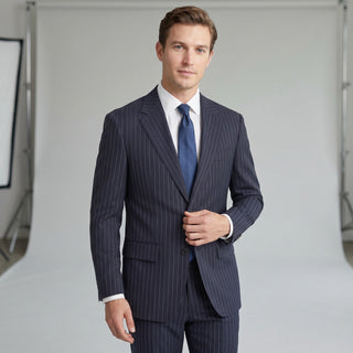 Joseph Michael Men's Navy Modern Fit Pinstripe Suit — Notch Lapel