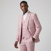 Joseph Michael Men's Pink 3-Piece Slim Fit Plaid Suit