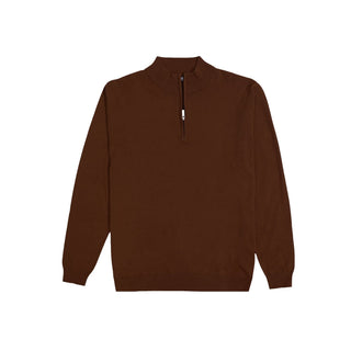 Joseph Michael Quarter-Zip Traditional Fit Pullover Sweater - Brown