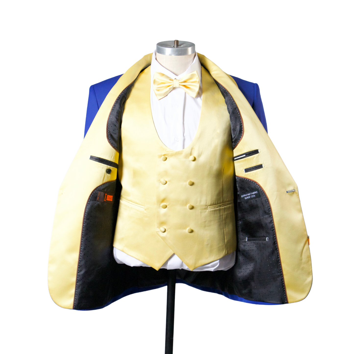 1 Button Shawl Lapel Tuxedo with Vest - Royal & Gold