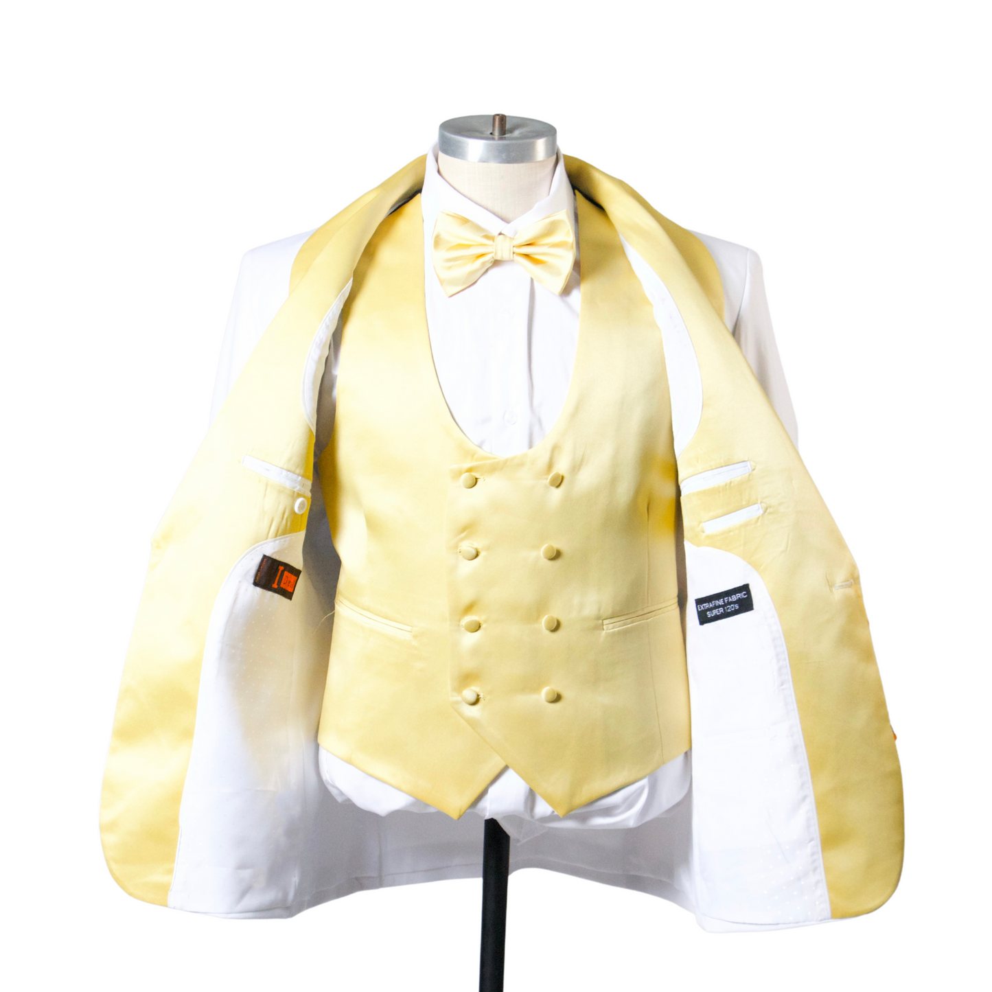 1 Button Shawl Lapel Tuxedo with Vest - White & Gold