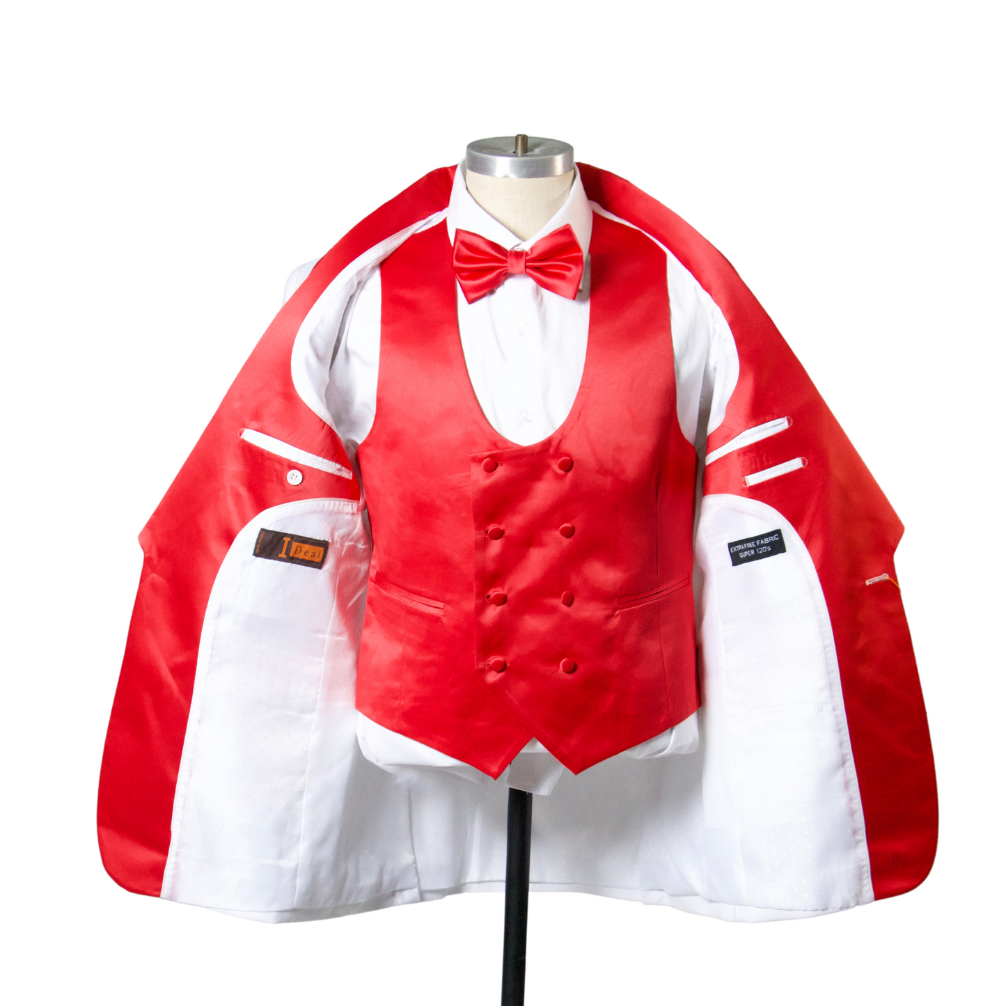 1 Button Shawl Lapel Tuxedo with Vest - White & Red
