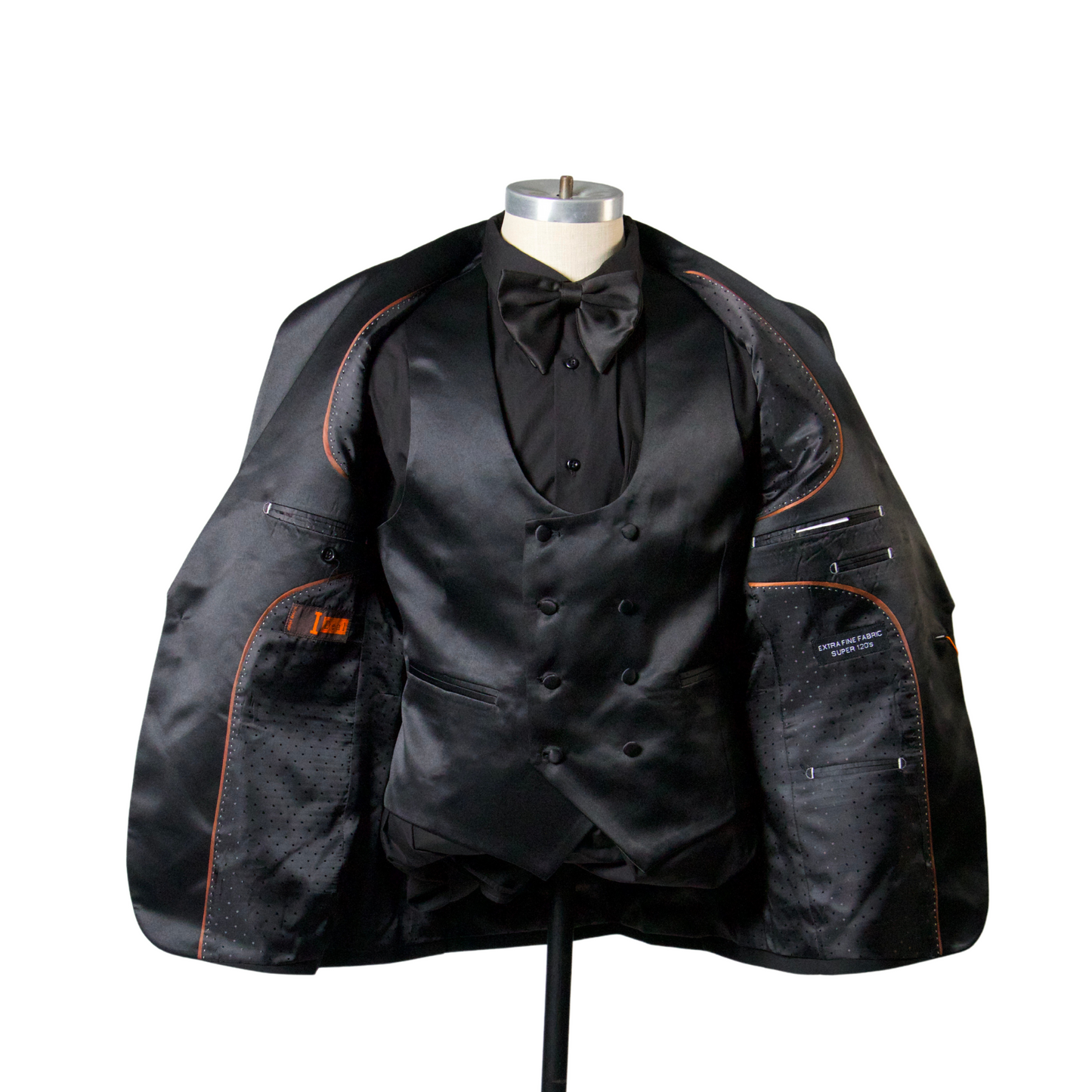 1 Button Shawl Lapel Tuxedo with Vest - Black