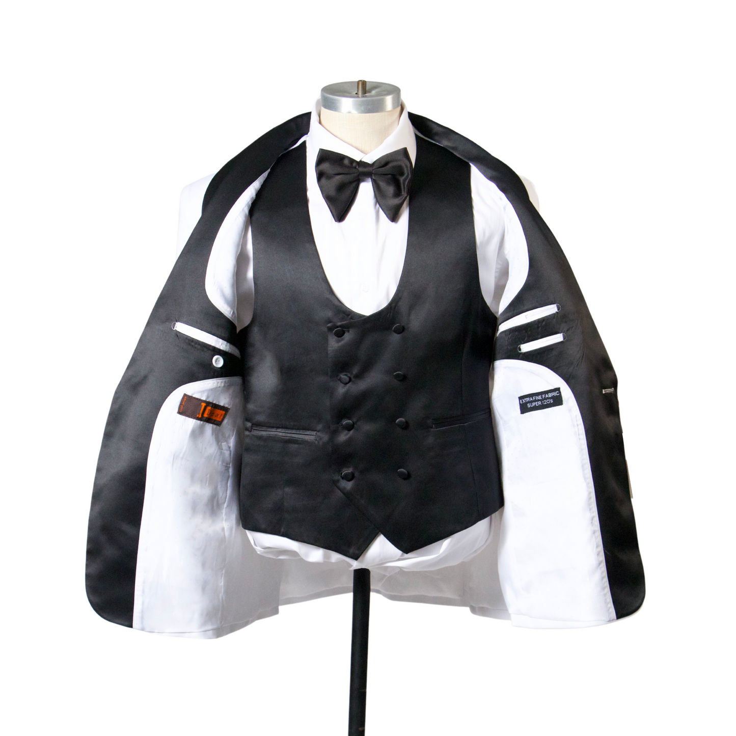 1 Button Shawl Lapel Tuxedo with Vest - White & Black