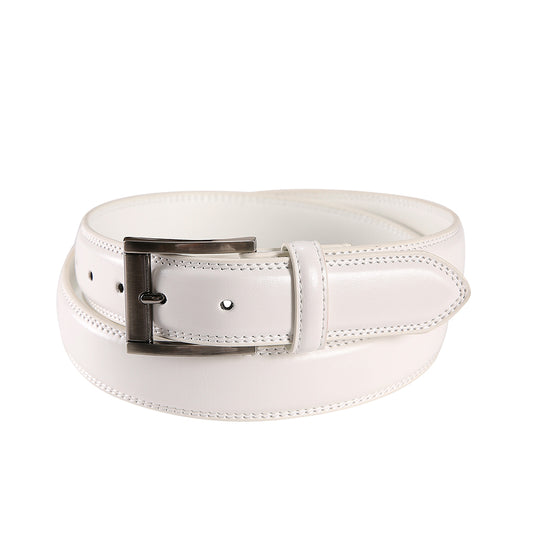 Pino Baldini White Leather Dress Belt