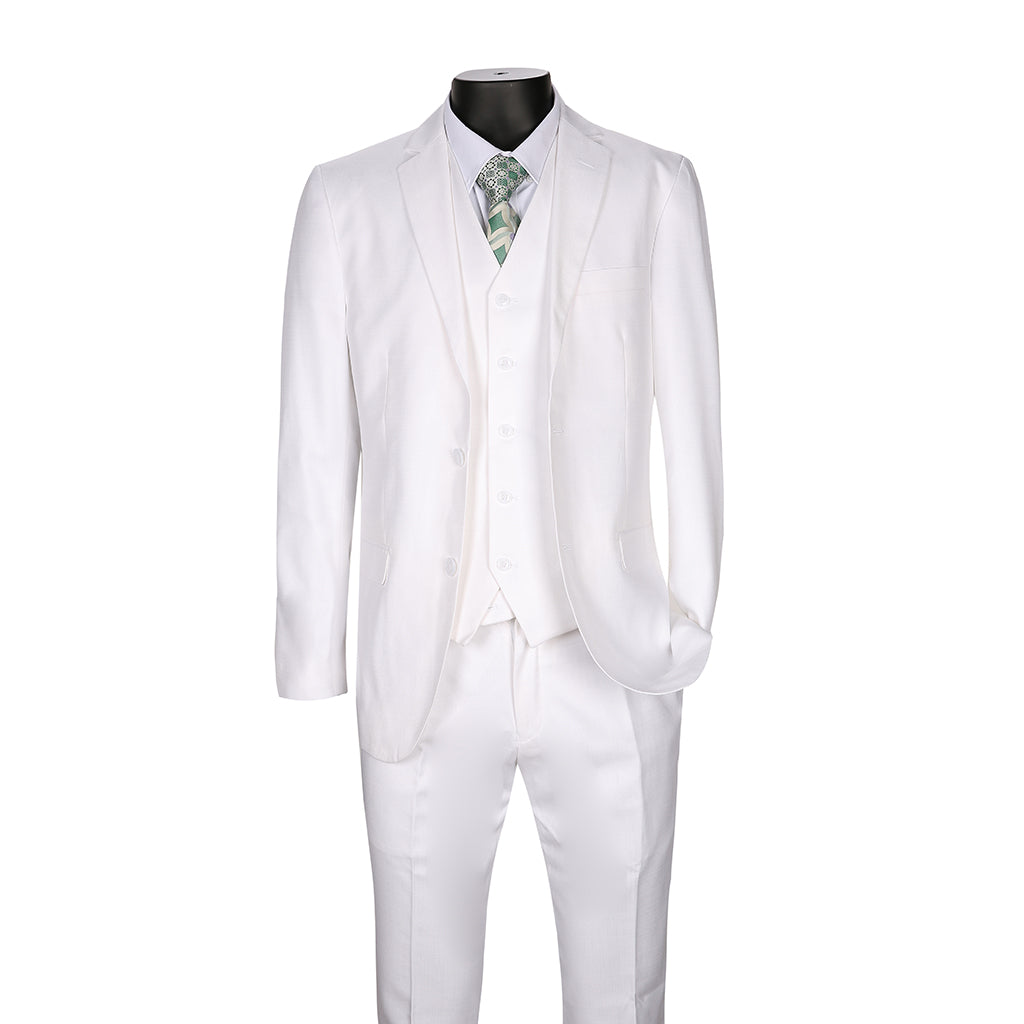 Joseph Michael Slim Fit Sharkskin Vested Suit, White