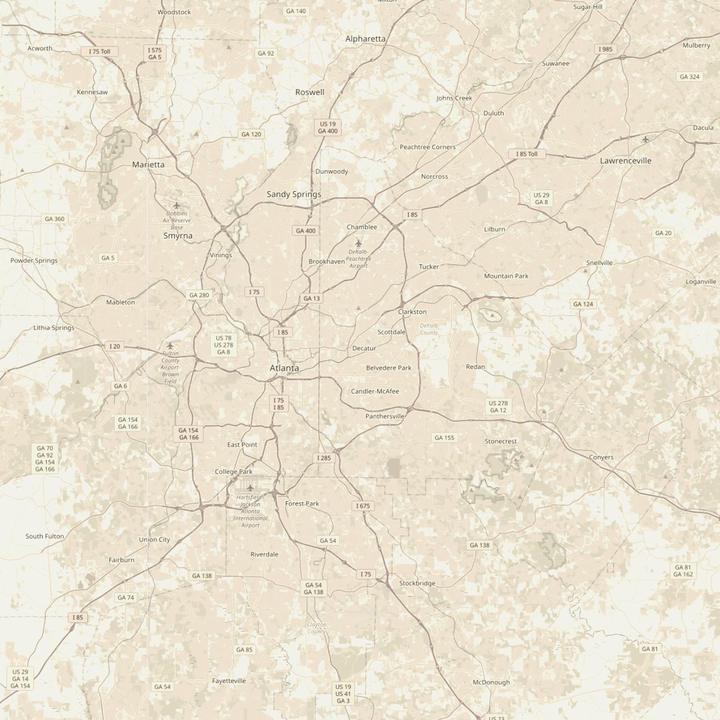 Map of D&K Suit City stores across metro Atlanta